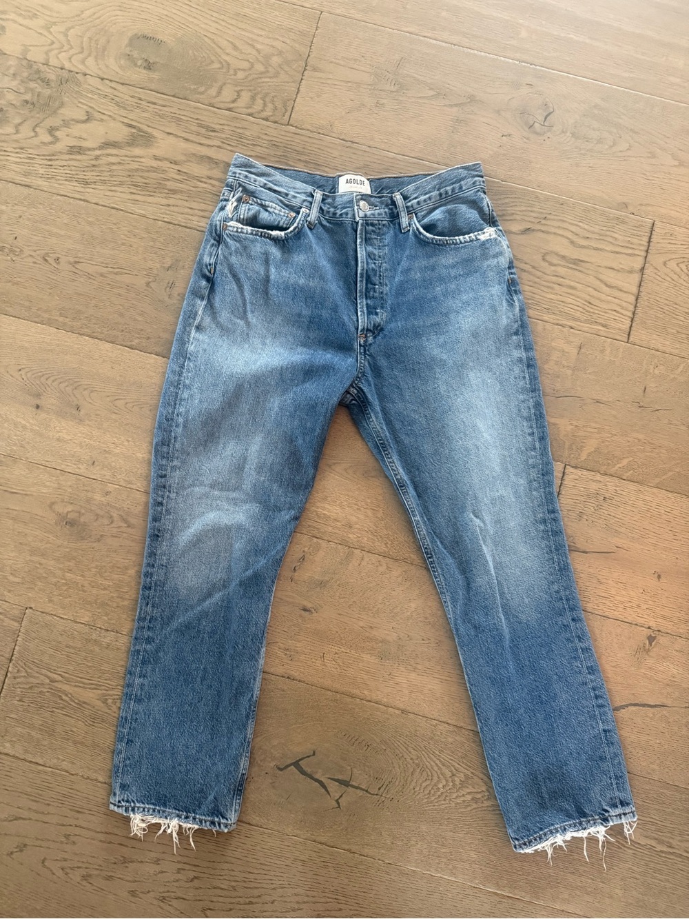 Agolde Women's Faded Blue Straight Jeans